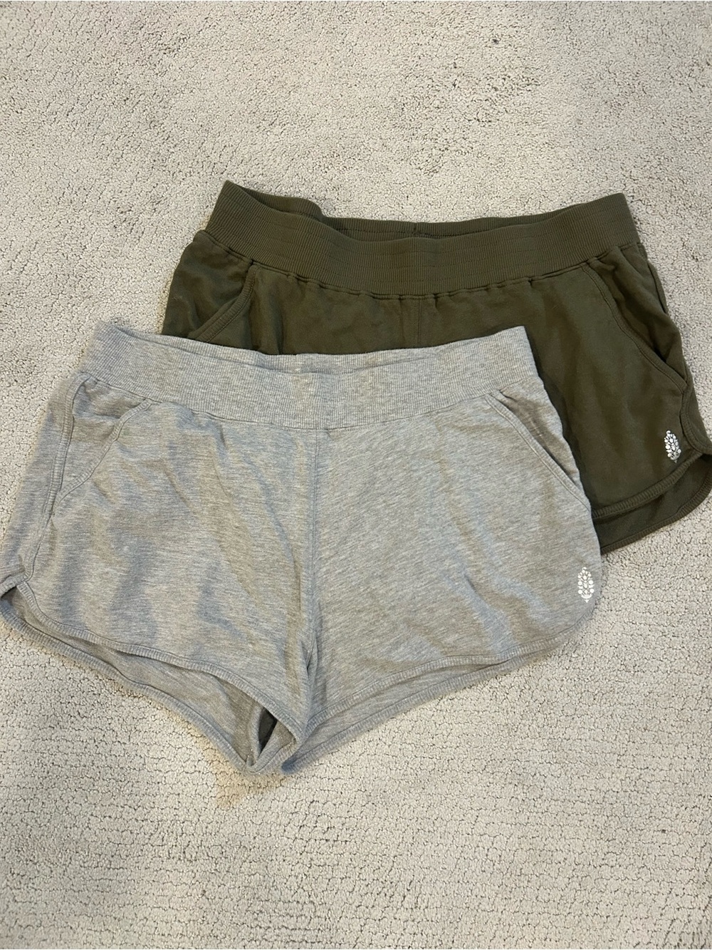 Free People Movement Get Set Shorts - 2 pairs - Gray and Olive - Large